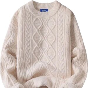 Aelfric Eden Ivory Cable Knit Crewneck Sweater